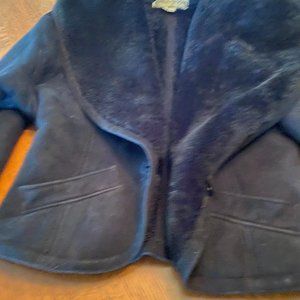 Noviello Bloom Red Suede Shearling Jacket, Black, size 12